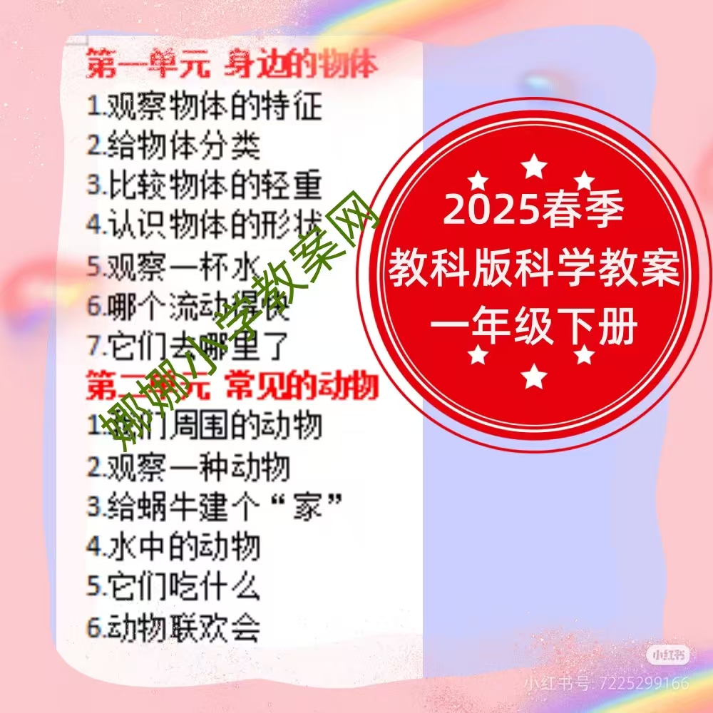 2025春季教科版小学一年级下册科学教案+课件