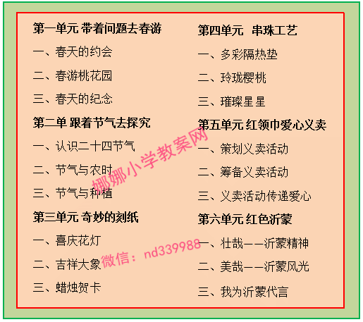 山东科学技术版小学四年级下册综合实践活动教案