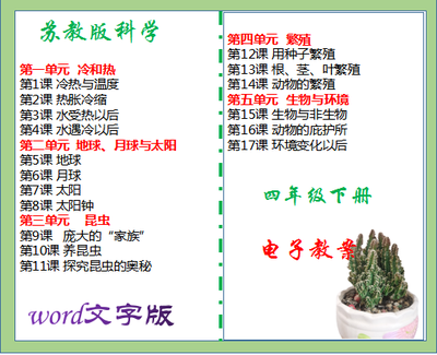 最新苏教版小学四年级下册科学教案