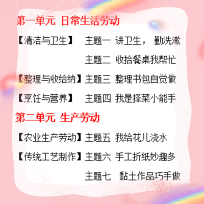 甘肃版小学一年级上册劳动教案