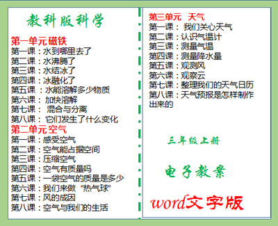 教科版小学三年级上册科学教案课件