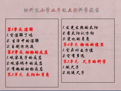 湘科版小学二年级上册科学教案