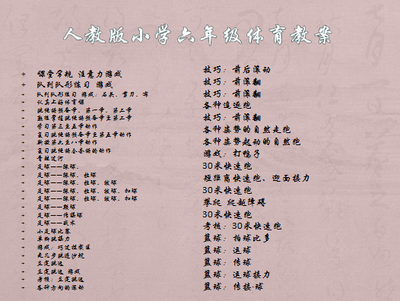 人教版小学六年级体育教案