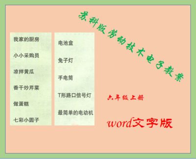 苏科版小学六年级上册劳动与技术教案