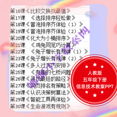 人教版小学五年级下册信息科技教案PPT
