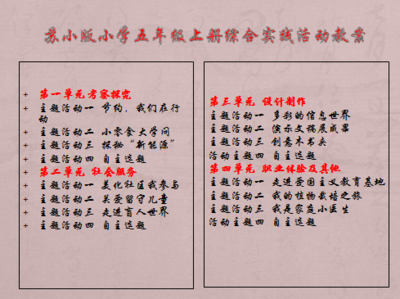 苏少版小学五年级上册综合实践活动教案