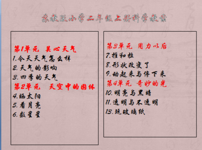 苏教版小学二年级上册科学教案