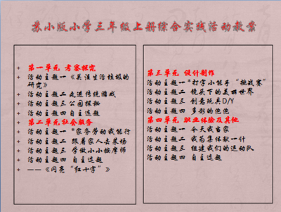 苏少版小学三年级上册综合实践活动教案