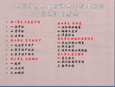 山东科学技术出版社六年级上册综合实践活动教案