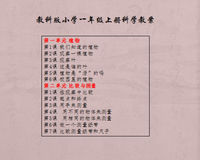 教科版小学一年级上册科学教案